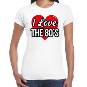 I love 80s verkleed t-shirt wit voor dames - 80s party verkleed outfit 2XL  -