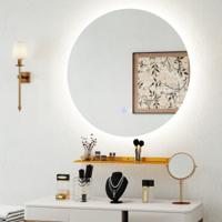 Ø60 cm LED Badkamerspiegel Anticondens Ronde Wandspiegel 3000-6000k Instelbare Helderheid Aanraakschakelaar Geheugenfunctie