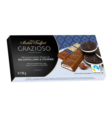 Chocolade met crème & cookies vulling - Melkchocolade - 98 gram