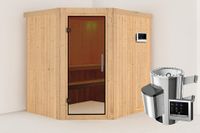 Karibu | Lilja Sauna | Antracietglas | Biokachel 3,6 kW Externe Bediening - thumbnail