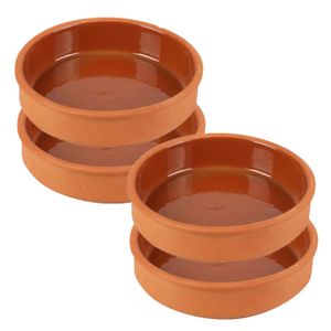 Tapas/sauzen/hapjes serveer schaaltjes set - 4x stuks - terracotta - 16 x 4 cm p/st