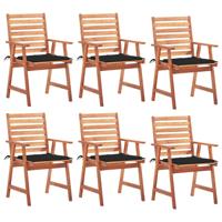 Tuinstoelen 6 st met kussens massief acaciahout