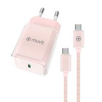 Wandlader + USB-Kabel-C Muvit for Change Glass GaN Roze
