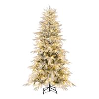 180 cm Sneeuwbedekte Kunstkerstboom Voorverlichte Kerstboom met 250 Warmwitte LED-lampen 594 Takpunten