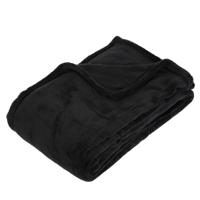 Fleece deken/fleeceplaid zwart 125 x 150 cm polyester   - - thumbnail