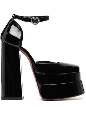 Vivetta sandales en cuir verni à plateforme 160 mm - Noir