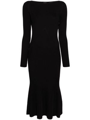 PINKO robe nervurée à ourlet plus long au dos - Noir