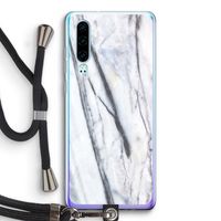 Gestreepte marmer: Huawei P30 Transparant Hoesje met koord