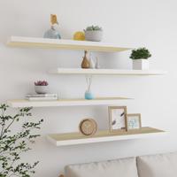 Wandschappen zwevend 4 st 90x23,5x3,8 cm MDF eikenkleurig wit - thumbnail