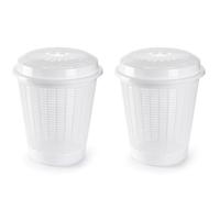 PlasticForte Wasmand met deksel - Set van 2x stuks - 50 liter - wit - rond - D45 x H57 cm