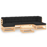 7-delige Loungeset met antracietkleurige kussens grenenhout