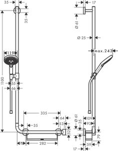 Hansgrohe Raindance Select S 120 Unica-comfort Glijstangset 110 Cm. Links Chroom-wit