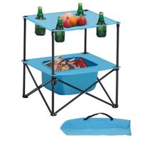 VEVOR Opvouwbare tafel Buffettafel Draagbare Multifunctionele tafel 56 cm, Waterdichte tafel van 600D Oxford-stof met 4 bekerhouders, Tuintafel Kampeertafel voor Feesten Picknick Kamperen Grillen BBQ, Blauw