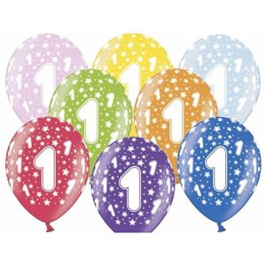 6x stuks verjaardag ballonnen 1 jaar thema met sterretjes