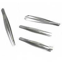 Pincetten set 4-delig - zilver - RVS metaal
