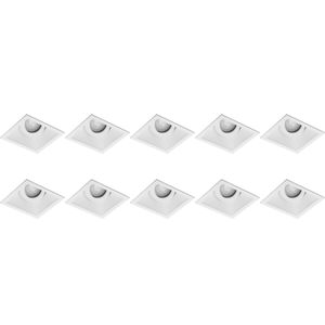 Spot Armatuur 10 Pack - Pragmi Zano Pro - GU10 Inbouwspot - Vierkant - Wit - Aluminium - Kantelbaar - 93mm