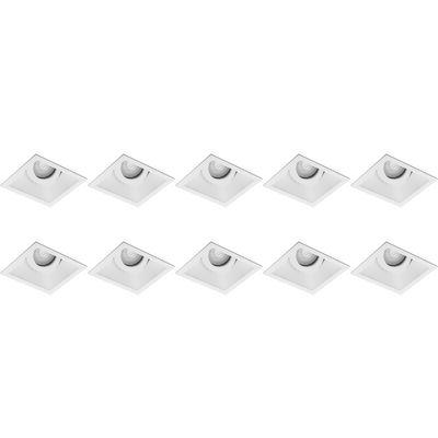 Spot Armatuur 10 Pack - Pragmi Zano Pro - GU10 Inbouwspot - Vierkant - Wit - Aluminium - Kantelbaar - 93mm