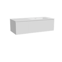Storke Edge zwevend badmeubel 120 x 52 cm mat wit met Mata asymmetrisch rechtse wastafel in solid surface mat wit