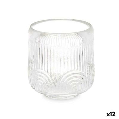 Kaarshouder Gift Decor Transparant Kristal 9 x 9,5 x 9 cm Strepen (12 Stuks)