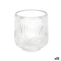 Kaarshouder Gift Decor Transparant Kristal 9 x 9,5 x 9 cm Strepen (12 Stuks)