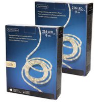 Set van 2x stuks lichtslang/slangverlichting warm wit 9 meter met twinkel effect 216 lampjes