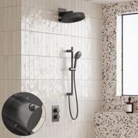 Regendouche set SaniClear Evolution Stripes | 30 cm | Incl.Inbouwdeel | 2 standen handdouche | Met glijstang | Verouderd ijzer - gunmetal
