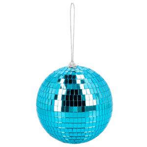 Disco spiegel bal - rond - blauw - Dia 15 cm - Seventies/eighties thema versiering