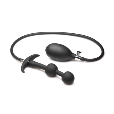 Ass Rattler - Gewogen Opblaasbare Siliconen Anale Plug - Zwart