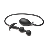 Ass Rattler - Gewogen Opblaasbare Siliconen Anale Plug - Zwart