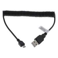 Micro USB Spiraalkabel - Zwart - 0,5m-1,2m - thumbnail