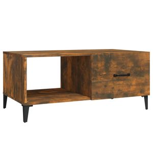 The Living Store Salontafel Gerookt Eiken - 90 x 50 x 40 cm - Bewerkt hout - ijzer