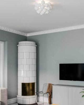 Plafondlamp mat wit opaalglas &apos;Gross&apos; By Rydens glas 6x G9 lichtbron modern led lamp 500mm