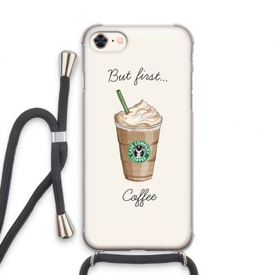 But first coffee: iPhone 8 Transparant Hoesje met koord