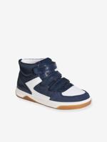Hoge kindersneakers met klittenband ongewassen denim Hoge kindersneakers met klittenband ongewassen denim
