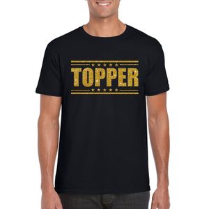 Topper t-shirt zwart met gouden glitters heren