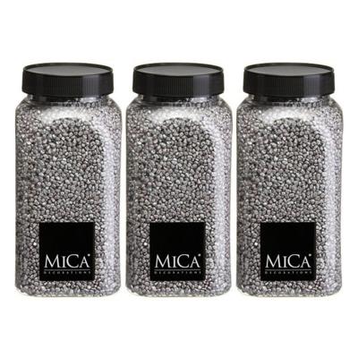 Mica Decorations decoratie stenen/granulaat - 3x - 650ml - zilver - hobby steentjes