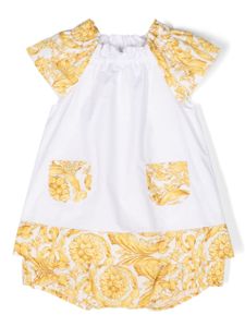 Versace Kids robe en coton à imprimé Barocco - Blanc