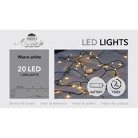 Kerstverlichting - warm wit - 150 cm - 20 led lampjes - zwart snoer - op batterijen - thumbnail