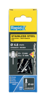 Rapid Blindklinknagels RVS | Ø4,8 x 14 mm | Incl. Boor | 50 Stuks - 5001461