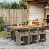 7-delige Tuinset met kussens poly rattan grijs 7-delige Tuinset met kussens poly rattan grijs