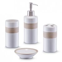 Zeller Badkamer/toilet accessoires set 4-delig - keramiek - Badkameraccessoireset