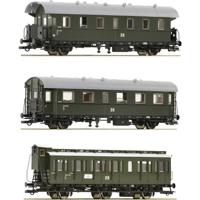 Roco 6200131 H0 3-delige set 2: Bijbaantrein van de DR 2x personenrijtuig 2e klasse genus BIP/coupérijtuig 2e klasse genus B3.