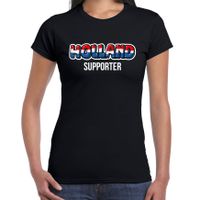 Zwart t-shirt Holland / Nederland supporter EK/ WK voor dames - thumbnail