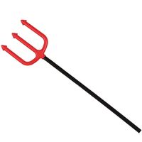 Duivel Trident/drietand vork - 51 cm - rood - plastic - Halloween verkleed accessoires - Feestdecoratievoorwerp - thumbnail