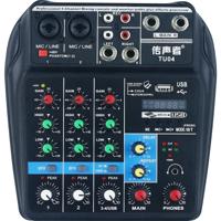 TU04 BT Sound Mixing Console record 48V Phantom Power Monitor AUX paden plus effecten 4 kanalen audio mixer met USB (zwart) TU04 BT Sound Mixing Console record 48V Phantom Power Monitor AUX paden plus effecten 4 kanalen audio mixer met USB (zwart)