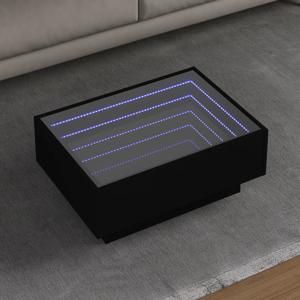 Salontafel met LED 70x50x30 cm bewerkt hout zwart