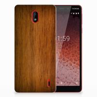 Nokia 1 Plus | Bumper Hoesje | Donker Hout