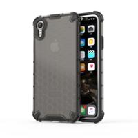 Schokbestendige honingraat PC + TPU beschermhoes voor iPhone XR (zwart)