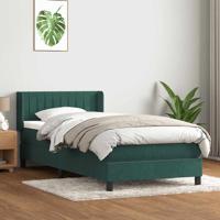 Boxspring met matras fluweel donkergroen 80x220 cm