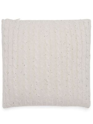 Brunello Cucinelli coussin en maille torsadée à sequins - Tons neutres